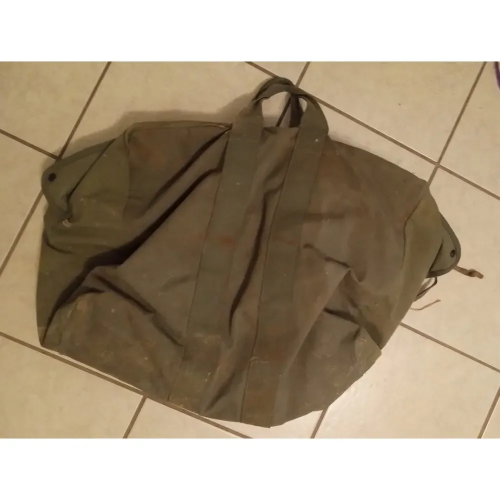 Vintage 1963 US Military Flyers Kit Bag Olive Drab Canvas Aviator Duffle Bag